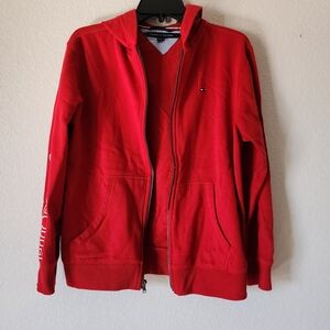 🎊Tommy Hilfiger - Zip-up Boy''s Red Sweater - Size Large🎊